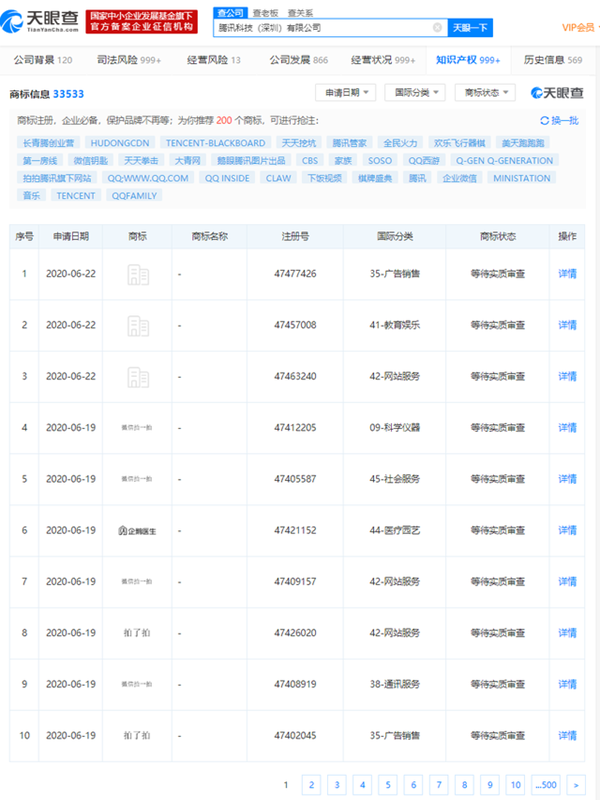 騰訊申請多個(gè)“拍一拍”商標(biāo)