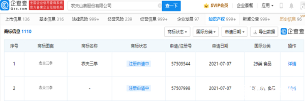 農夫山泉申請注冊“農夫三拳”商標