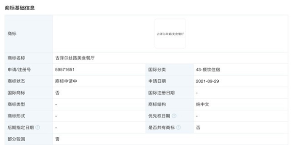 華為再次申請餐廳商標