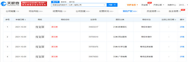 百度申請注冊多個“度劃算”商標