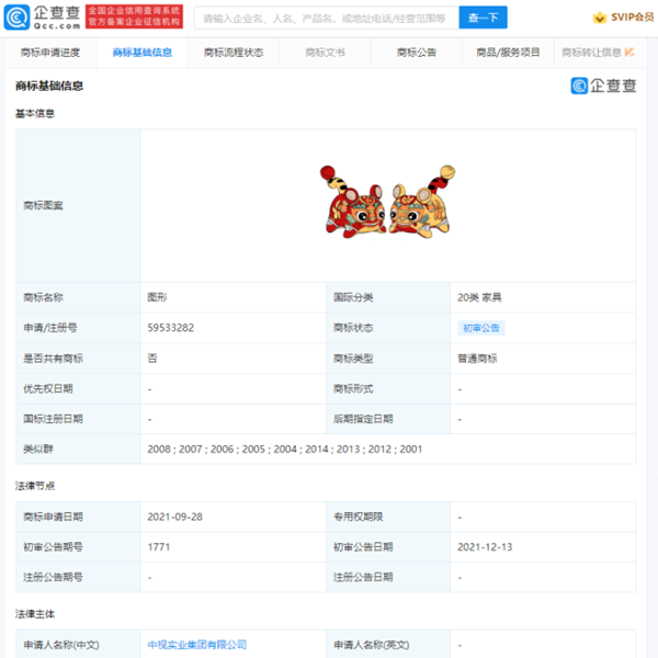 央視申請(qǐng)注冊(cè)虎年圖形商標(biāo)