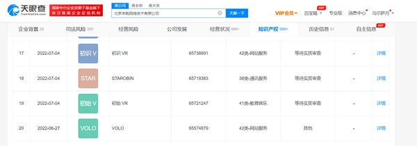 字節(jié)跳動申請注冊“初識VR”商標(biāo)