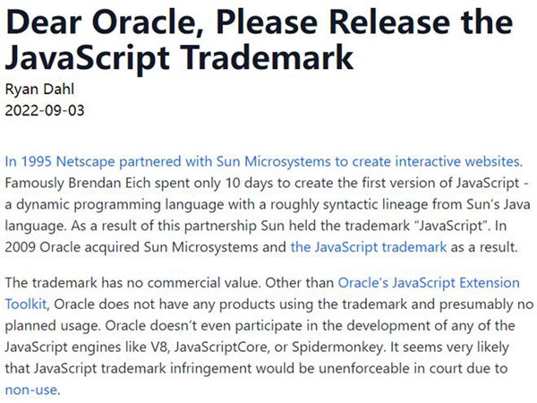 Node.js 之父 RD 喊話Orac…