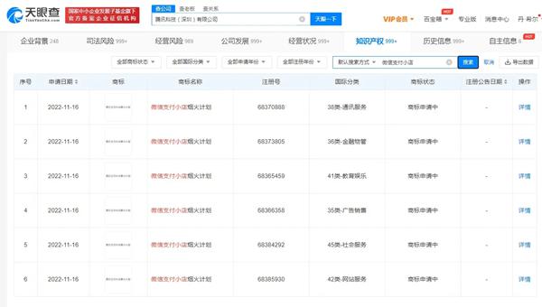 騰訊申請注冊多個微信支付小店相關商標