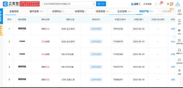 理想汽車申請(qǐng)注冊(cè)“理想雙能”商標(biāo)