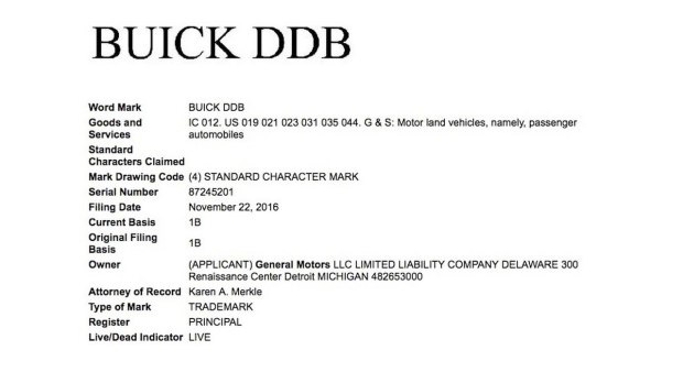 Agile？DDB？ 通用注冊(cè)兩款別克新商標(biāo)