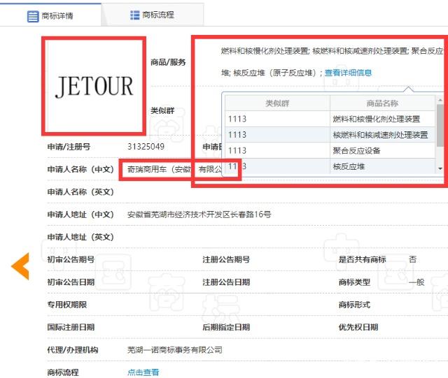 奇瑞捷途核動力車僅為商標注冊