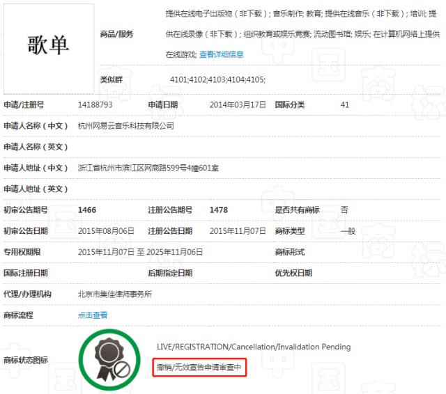 網(wǎng)易云音樂(lè)注冊(cè)“歌單”商標(biāo)，或?qū)⒁l(fā)一場(chǎng)商標(biāo)大戰(zhàn)！