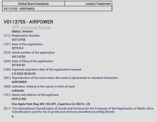 3個(gè)月再度重啟，蘋果“AirPower”商標(biāo)注冊(cè)申請(qǐng)