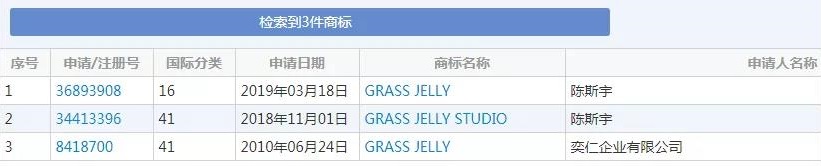 GRASS JELLY商標